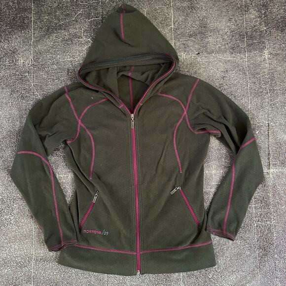Women's Norrona /29 Warm1 Zip Hooded Fleece Slate Gray Purple Light Jacket Sz L - Picture 1 of 4
